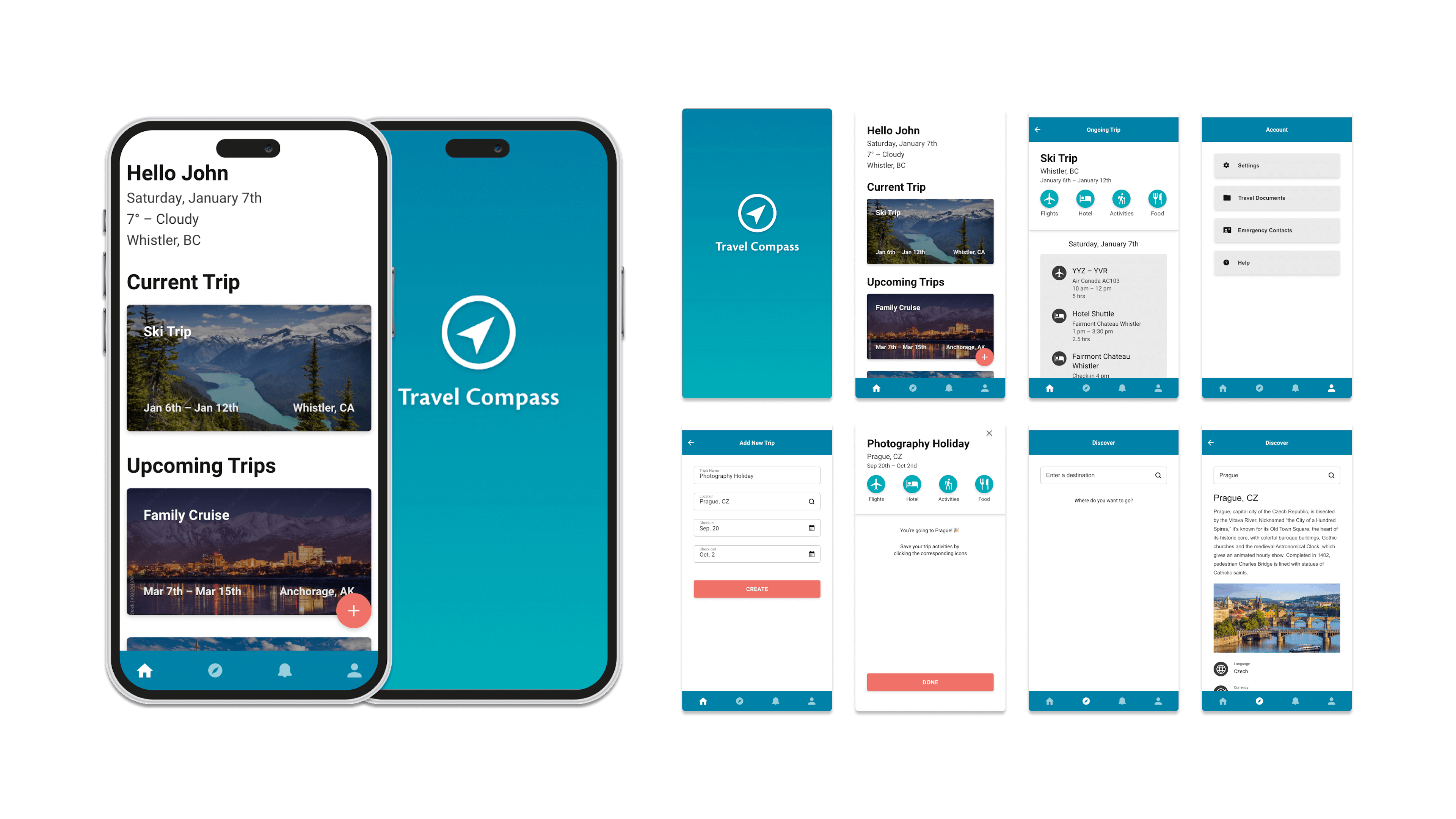 travel compass mobile interface preview